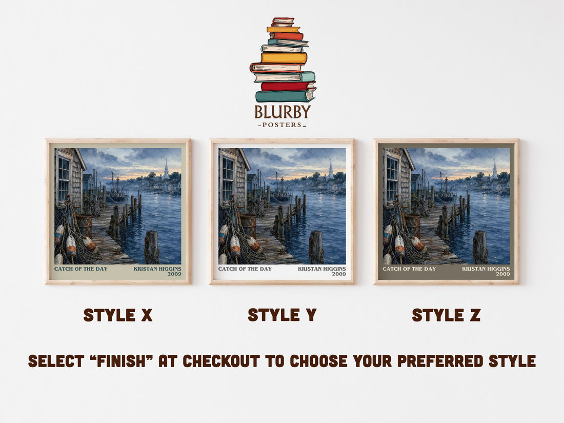 Catch of the Day literary print in frame leaning in hallway – romance wall art (mockup)