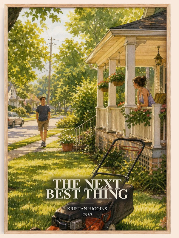 The Next Best Thing watercolour book poster by Kristan Higgins – framed literary art print