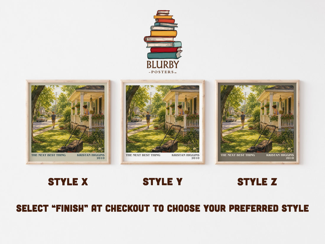The Next Best Thing literary print in frame leaning in hallway – romance wall art (mockup)