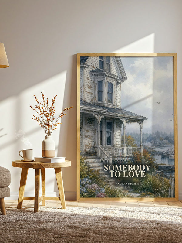 Somebody to Love watercolour print in frame leaning in hallway – romance wall art