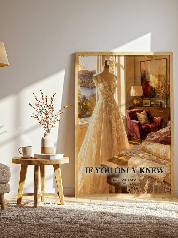 If You Only Knew watercolour print in frame leaning in hallway – contemporary fiction wall art