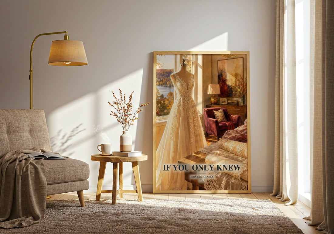 If You Only Knew watercolour print in frame leaning in hallway – contemporary fiction wall art (mockup)