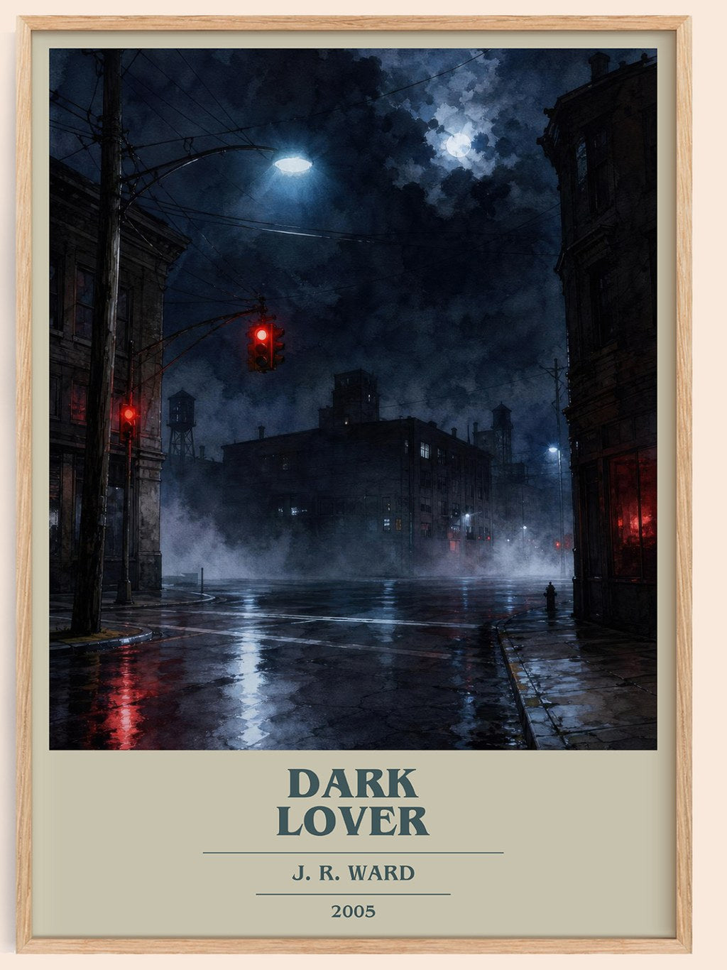 Dark Lover book cover book poster by J. R. Ward – framed literary art print