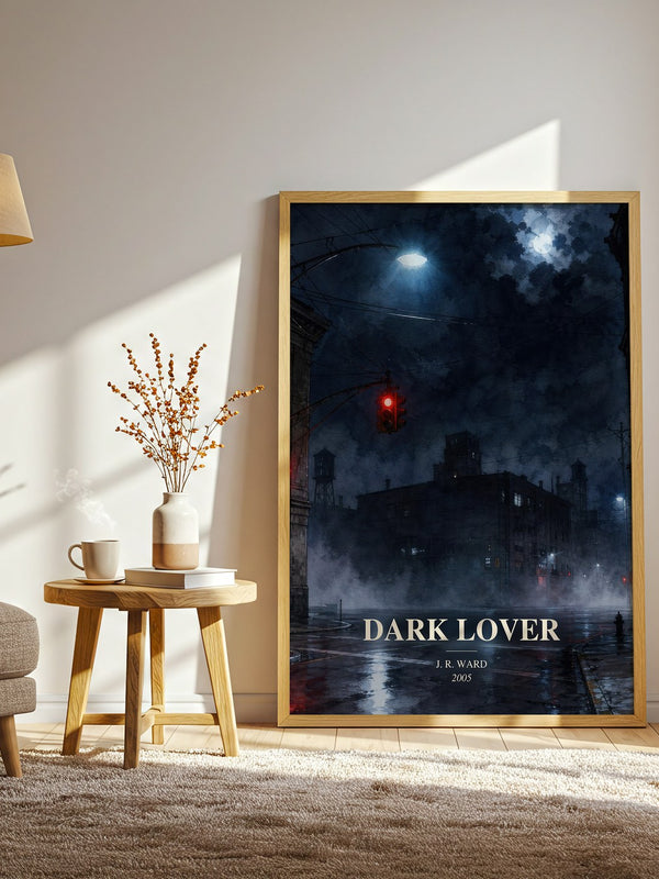 Dark Lover watercolour print in frame leaning in hallway – romance wall art