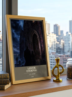 Lover Eternal book cover print framed by window – literary home decor