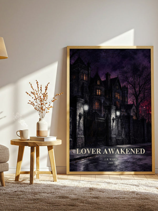 Lover Awakened watercolour print in frame leaning in hallway – romance wall art