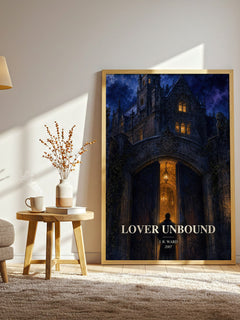 Lover Unbound watercolour print in frame leaning in hallway – romance wall art