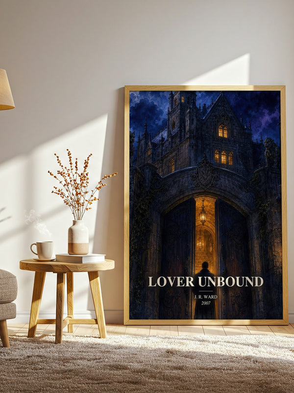 Lover Unbound watercolour print in frame leaning in hallway – romance wall art