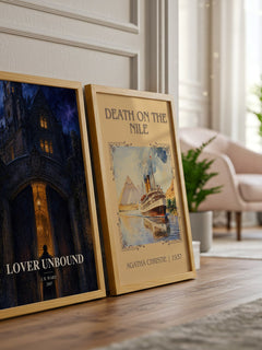Lover Unbound watercolour print framed by window – literary home decor