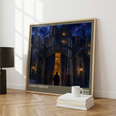 Lover Unbound literary print framed by window – literary home decor