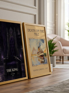 The King watercolour print framed by window – literary home decor
