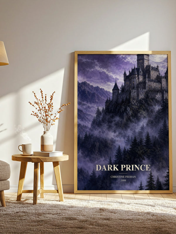 Dark Prince watercolour print in frame leaning in hallway – romance wall art