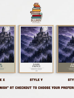 Dark Prince book cover print in frame leaning in hallway – romance wall art