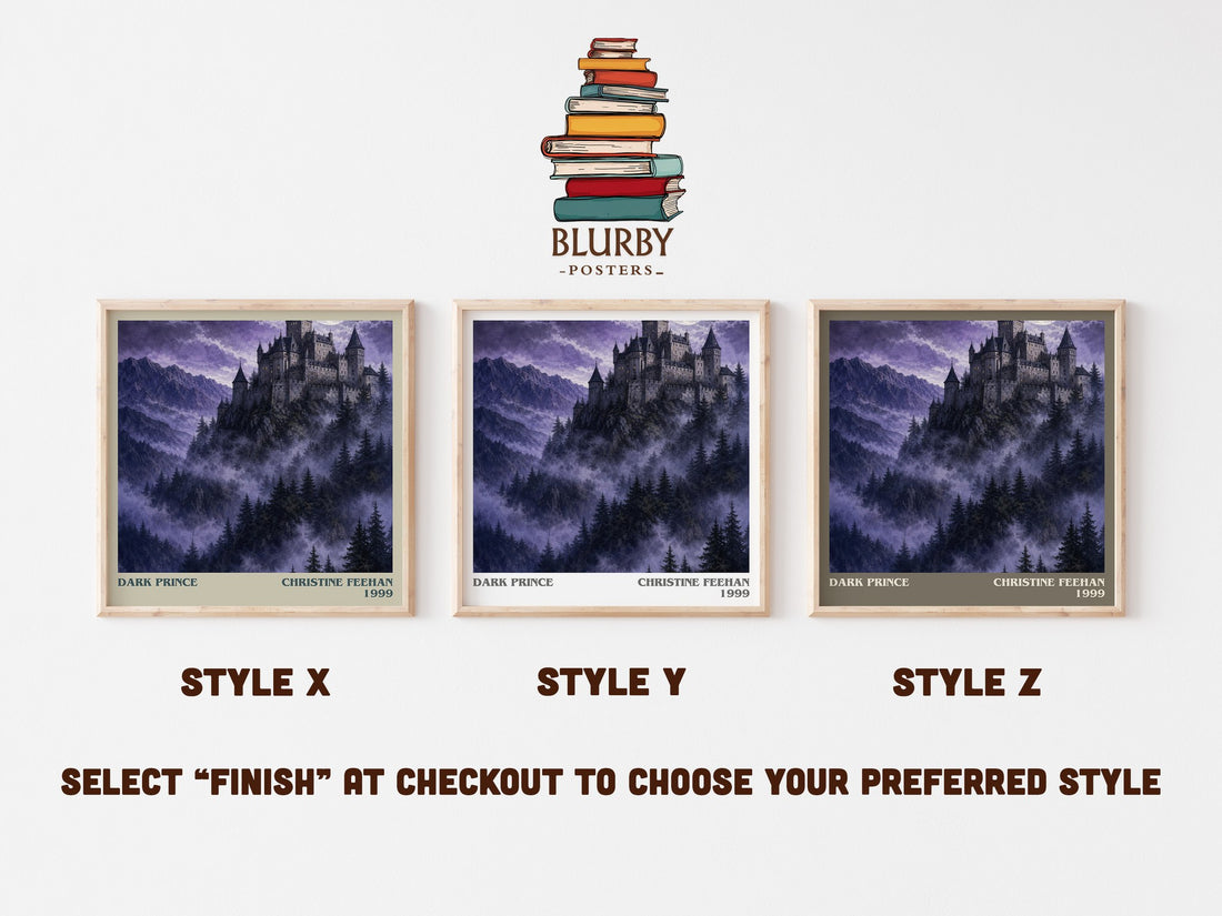 Dark Prince literary print in frame leaning in hallway – romance wall art (mockup)