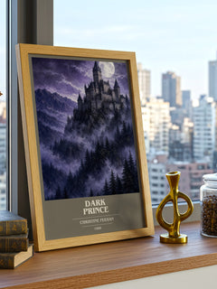 Dark Prince book cover print framed by window – literary home decor