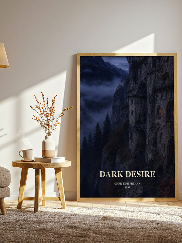 Dark Desire watercolour print in frame leaning in hallway – romance wall art