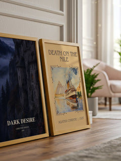 Dark Desire watercolour print framed by window – literary home decor