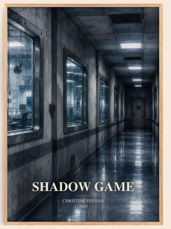 Shadow Game watercolour book poster by Christine Feehan – framed literary art print