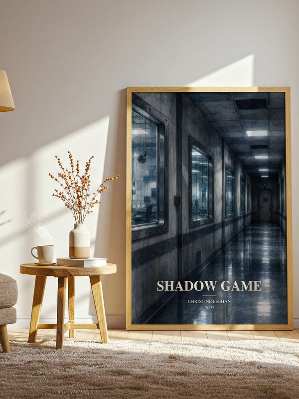 Shadow Game watercolour print in frame leaning in hallway – romance wall art