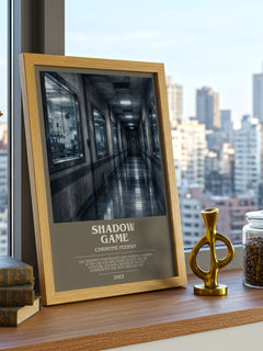Shadow Game bookish print framed by window – literary home decor
