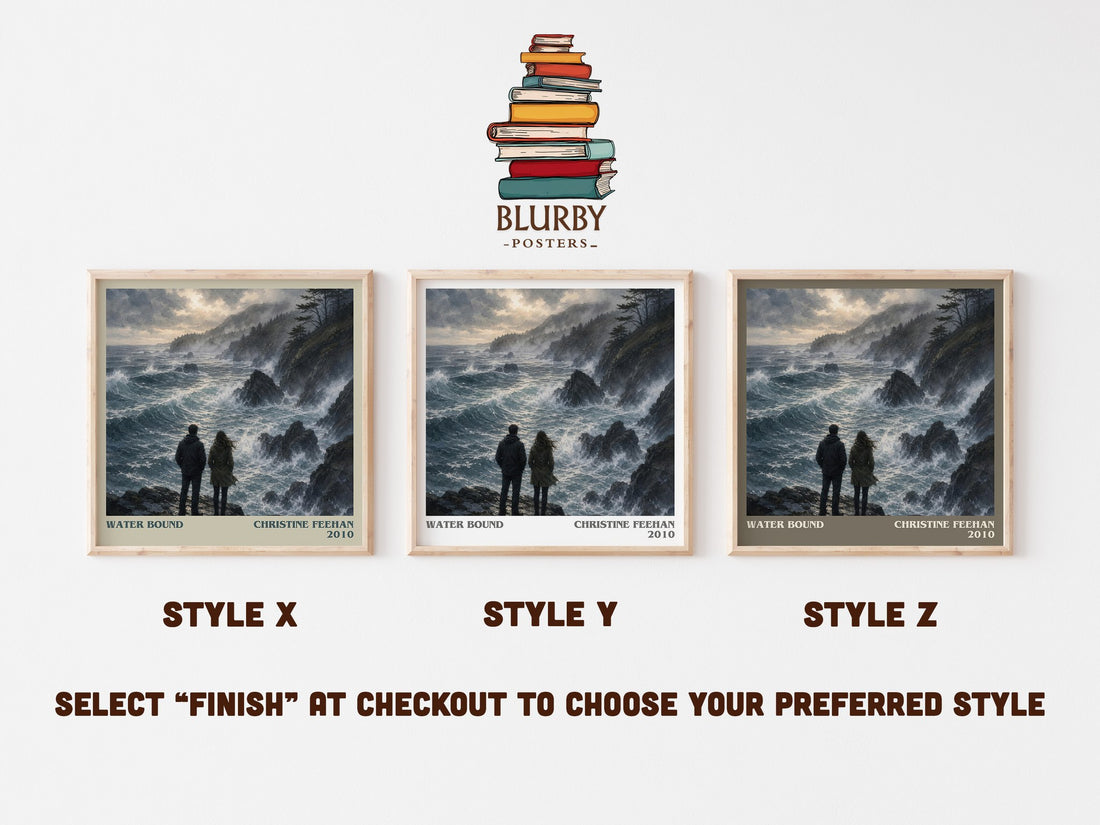 Water Bound literary print in frame leaning in hallway – romance wall art (mockup)