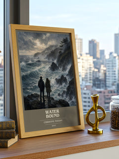 Water Bound book cover print framed by window – literary home decor