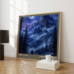 Dark Lycan literary print framed by window – literary home decor