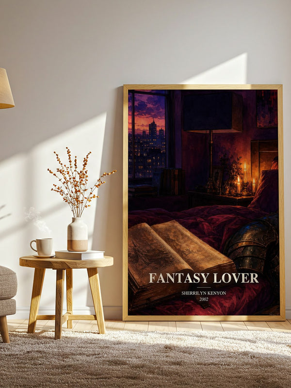 Fantasy Lover watercolour print in frame leaning in hallway – romance wall art