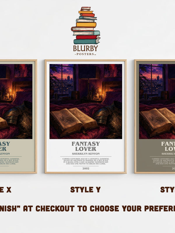 Fantasy Lover bookish print in frame leaning in hallway – romance wall art