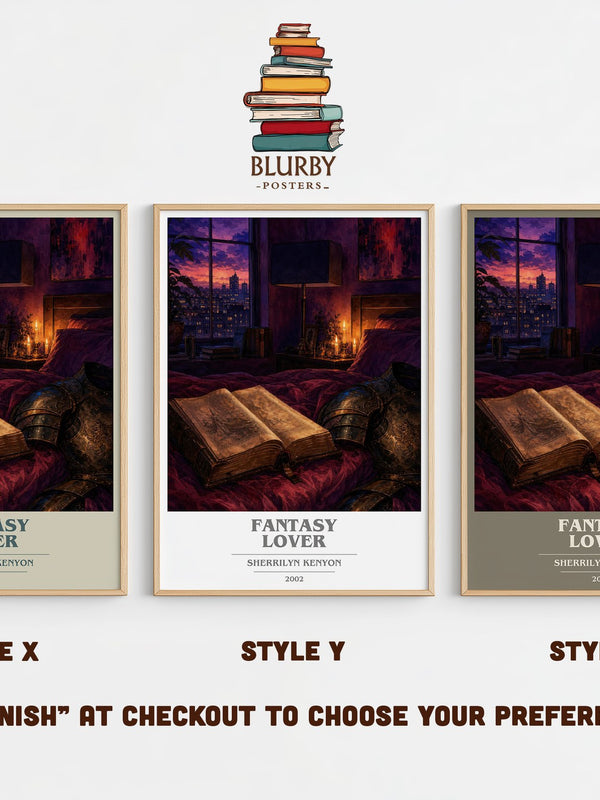 Fantasy Lover book cover print in frame leaning in hallway – romance wall art
