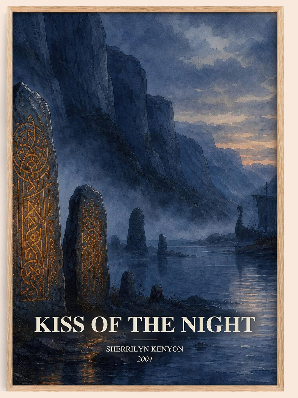 Kiss of the Night watercolour book poster by Sherrilyn Kenyon – framed literary art print
