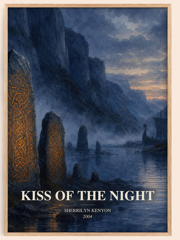 Kiss of the Night watercolour book poster by Sherrilyn Kenyon – framed literary art print