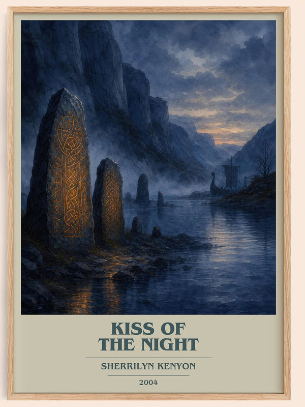 Kiss of the Night book cover book poster by Sherrilyn Kenyon – framed literary art print