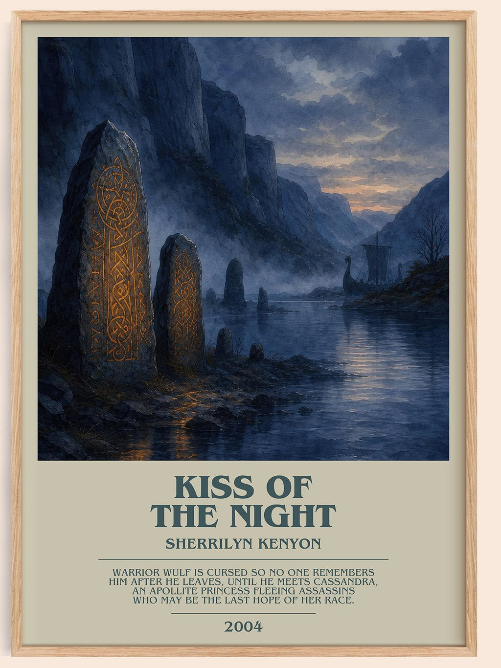 Kiss of the Night bookish book poster by Sherrilyn Kenyon – framed literary art print