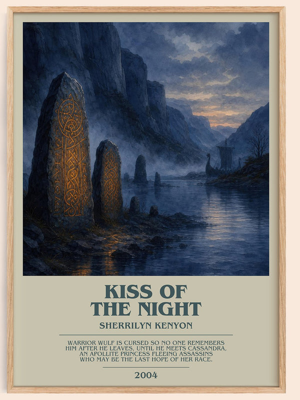 Kiss of the Night bookish book poster by Sherrilyn Kenyon – framed literary art print