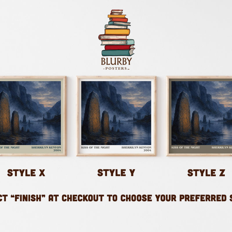Kiss of the Night literary print in frame leaning in hallway – romance wall art