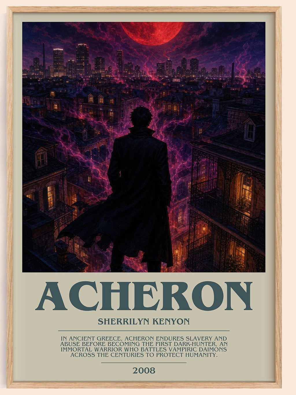 Acheron bookish book poster by Sherrilyn Kenyon – framed literary art print