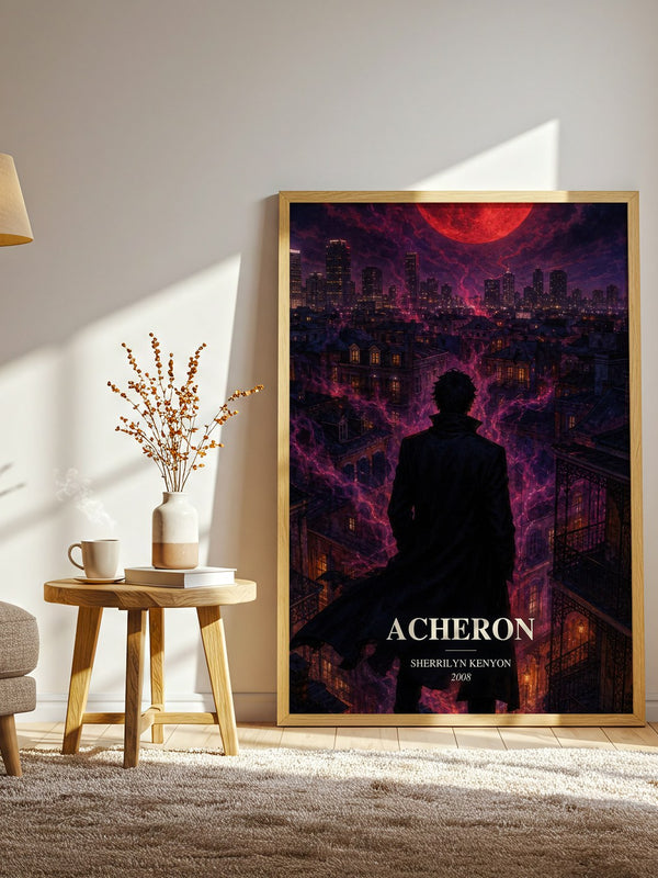 Acheron watercolour print in frame leaning in hallway – fantasy wall art