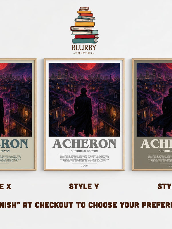 Acheron bookish print in frame leaning in hallway – fantasy wall art