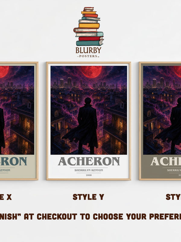 Acheron book cover print in frame leaning in hallway – fantasy wall art