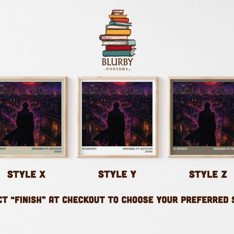 Acheron literary print in frame leaning in hallway – fantasy wall art