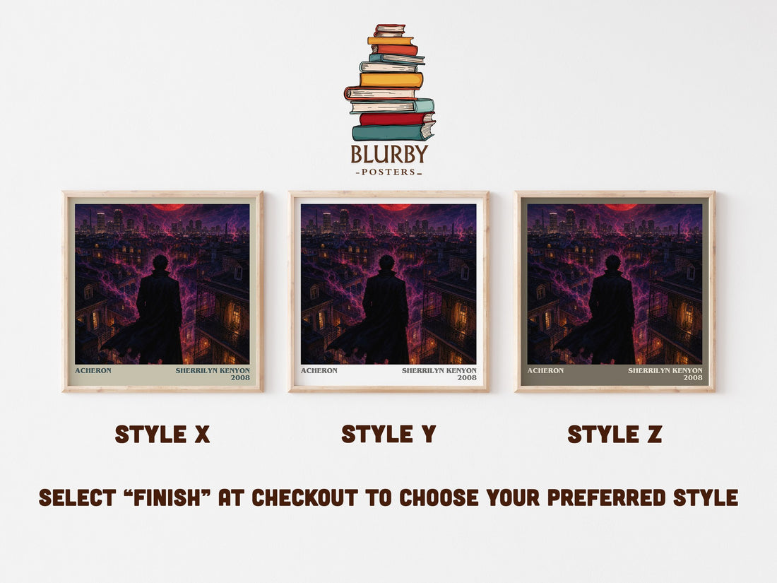 Acheron literary print in frame leaning in hallway – fantasy wall art (mockup)