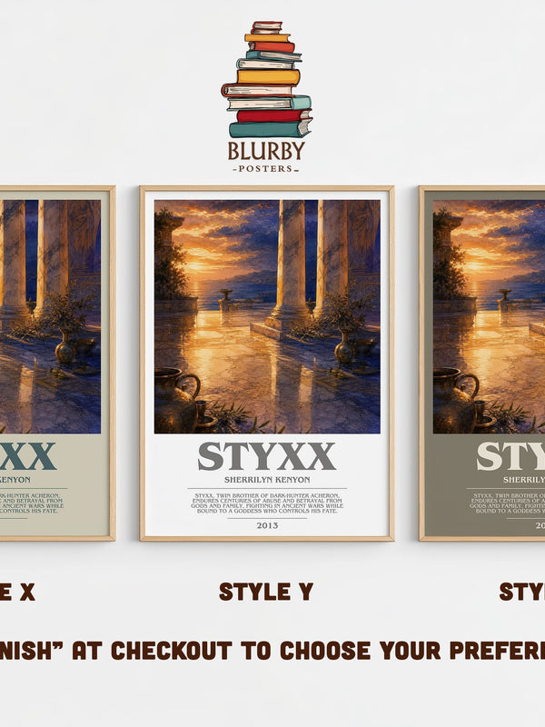 Styxx bookish print in frame leaning in hallway – fantasy wall art
