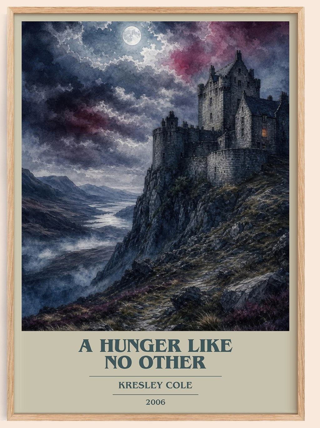 A Hunger Like No Other book cover book poster by Kresley Cole – framed literary art print