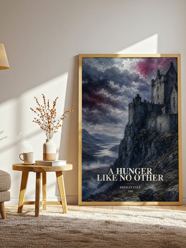 A Hunger Like No Other watercolour print in frame leaning in hallway – romance wall art