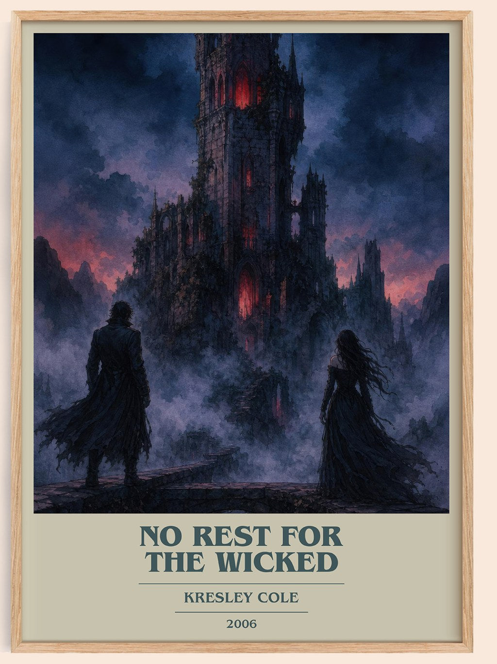 No Rest for the Wicked book cover book poster by Kresley Cole – framed literary art print