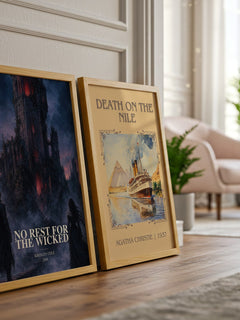 No Rest for the Wicked watercolour print framed by window – literary home decor