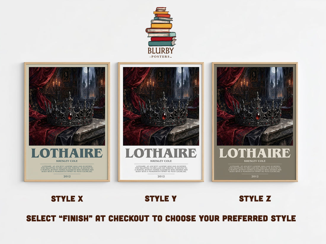 Lothaire bookish print in frame leaning in hallway – romance wall art (mockup)