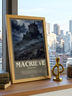 MacRieve bookish print framed by window – literary home decor