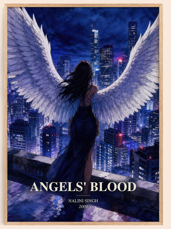 Angels' Blood watercolour book poster by Nalini Singh – framed literary art print